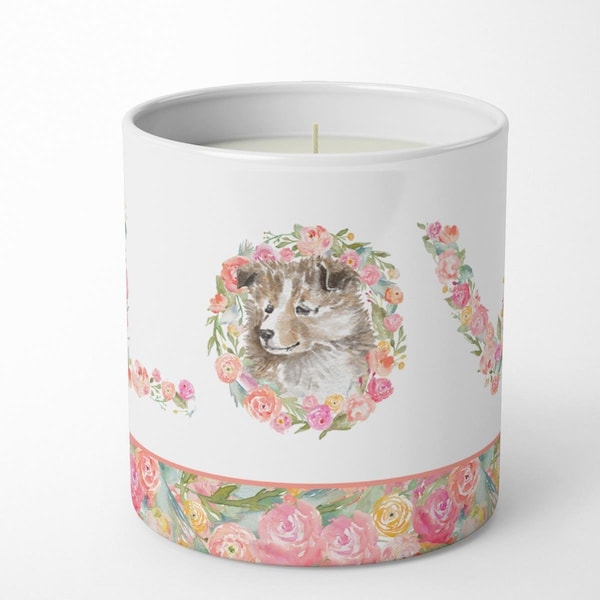 Carolines Treasures 3.75 x 3.25 in. Unisex Sheltie No.2 Love 10 oz Decorative Soy Candle - WDK4485CDL