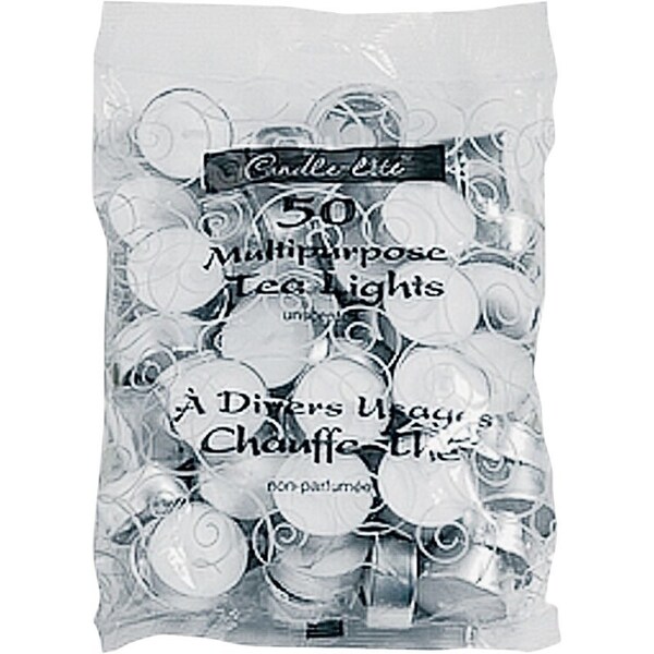 Candle-Lite 4231595 Tea Light Candle, White Candle, 3 hr Burning - 4534595