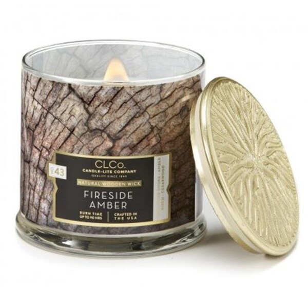 Candlelite Candle Lite 260472 14 oz Fire Amber Wood Wick Candle - 260472