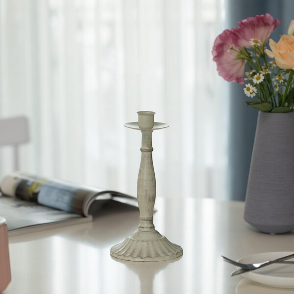 Fabulaxe Antique 8 Distressed Candlestick for Dining Room, Entryway, Kitchen and Vanity - QI004339.SG