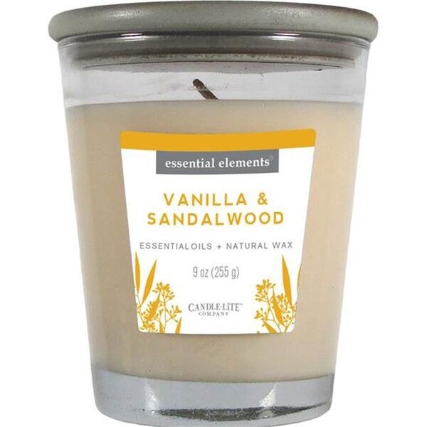 Candlelite Candle Lite 251062 9 oz Vanilla & Sandalwood Jar Candle with Gray Wood Lid - 251062