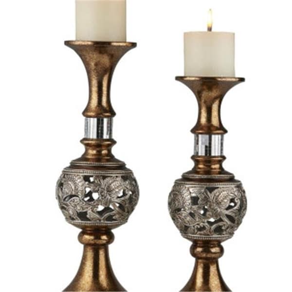 Ore Furniture Ore Furniture K-4291C 14 & 16 in. Langi Candleholder; Silver & Gold - Set of 2 - K-4291C