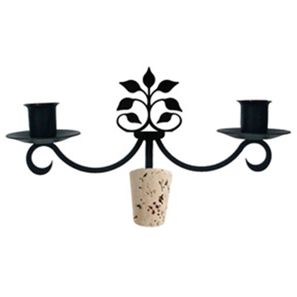 Village Wrought Iron Leaf Fan Wine Bottle Topper - Candelabra - C-WB-109