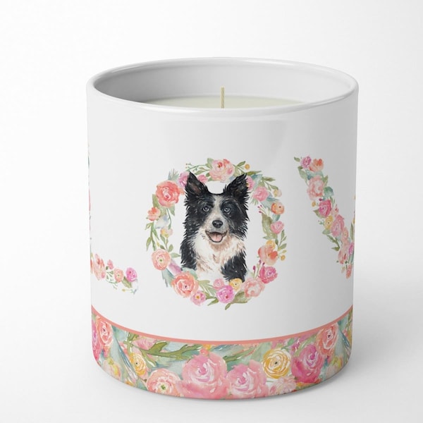 Carolines Treasures 3.75 x 3.25 in. Unisex Border Collie Love 10 oz Decorative Soy Candle - WDK4548CDL