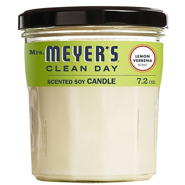 Mrs. Meyers Clean Day Soy Candle, Lemon Verbena Fragrance, 35 hr Burning, White Candle - 42116