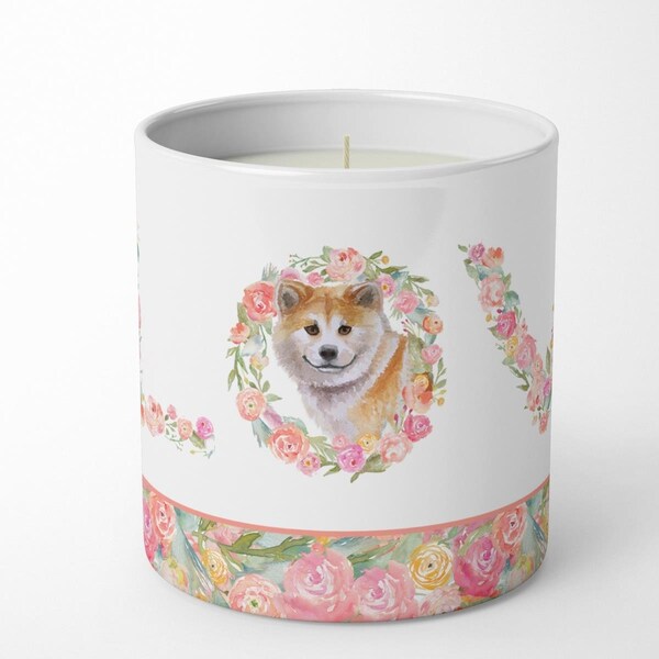 Carolines Treasures 3.75 x 3.25 in. Unisex Shiba Inu Love 10 oz Decorative Soy Candle - WDK4618CDL