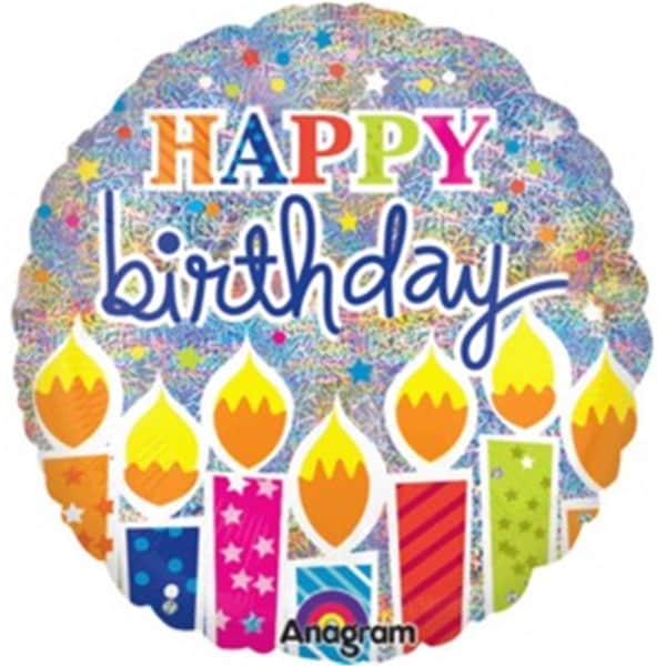 Loftus International 18 in. Shimmer Birthday Candles Holographic Balloon - A2-4481