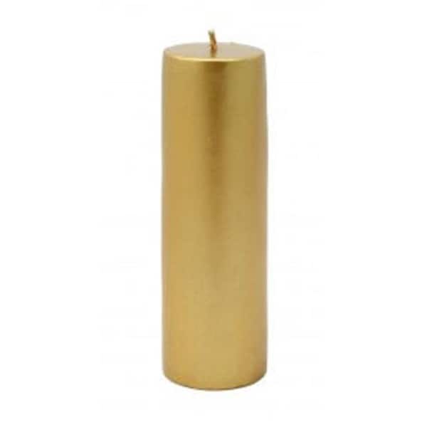 Zest Candle Zest Candle CPZ-124-24 2 x 6 in. Metallic Bronze Gold Pillar Candle -24pcs-Case - Bulk - CPZ-124_24