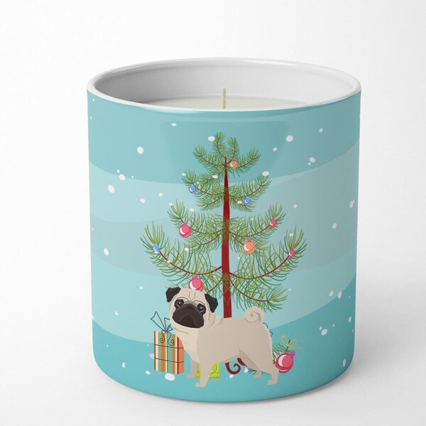Carolines Treasures 3.75 x 3.25 in. Unisex Pug Christmas Tree 10 oz Decorative Soy Candle - CK3557CDL