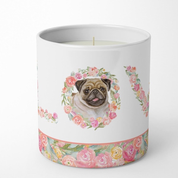 Carolines Treasures 3.75 x 3.25 in. Unisex Pug Love 10 oz Decorative Soy Candle - WDK4608CDL