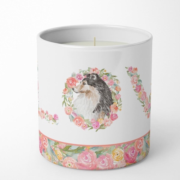 Carolines Treasures 3.75 x 3.25 in. Unisex Sheltie No.10 Love 10 oz Decorative Soy Candle - WDK4493CDL