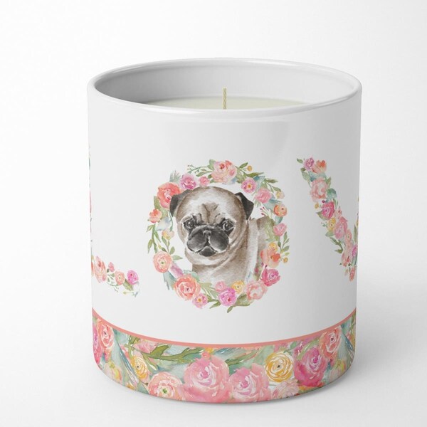 Carolines Treasures 3.75 x 3.25 in. Unisex Pug No.5 Love 10 oz Decorative Soy Candle - WDK4467CDL