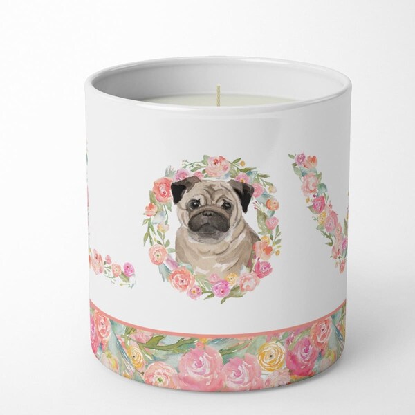 Carolines Treasures 3.75 x 3.25 in. Unisex Pug No.2 Love 10 oz Decorative Soy Candle - WDK4609CDL
