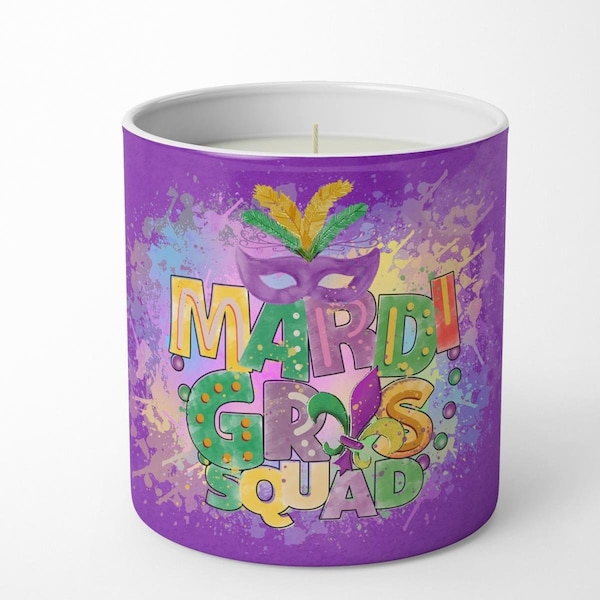 Carolines Treasures 3.75 x 3.25 in. Unisex Mardi Gras Squad 10 oz Decorative Soy Candle - WDK4654CDL