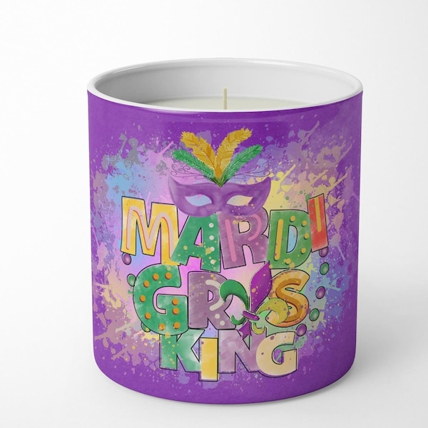Carolines Treasures 3.75 x 3.25 in. Unisex Mardi Gras King 10 oz Decorative Soy Candle - WDK4656CDL