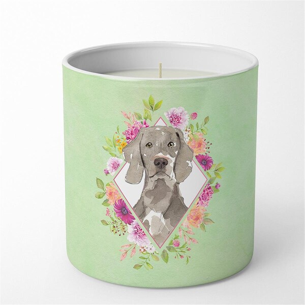 Carolines Treasures Carolines Treasures CK4365CDL 10 oz Weimaraner Green Flowers Decorative Soy Candle - CK4365CDL