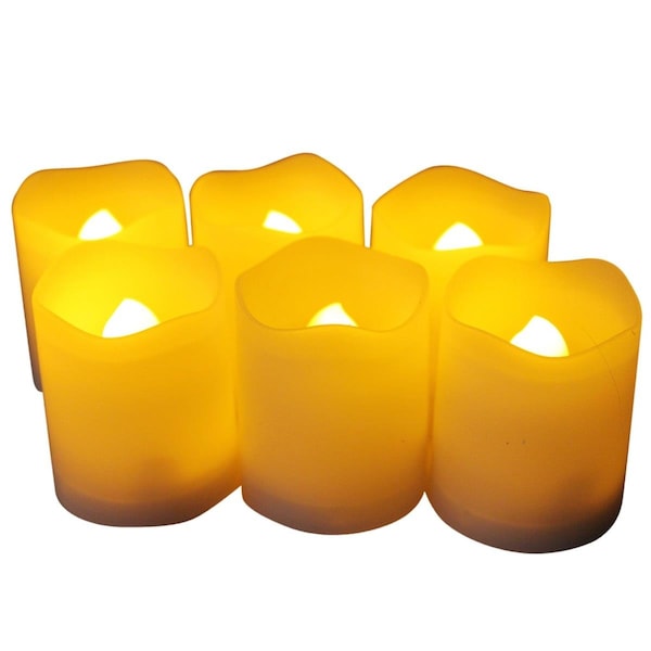 Ecogecko Indoor & Outdoor Votive Flameless Realistic LED Battery Operated Candles with Timer 6PK - 87111-06