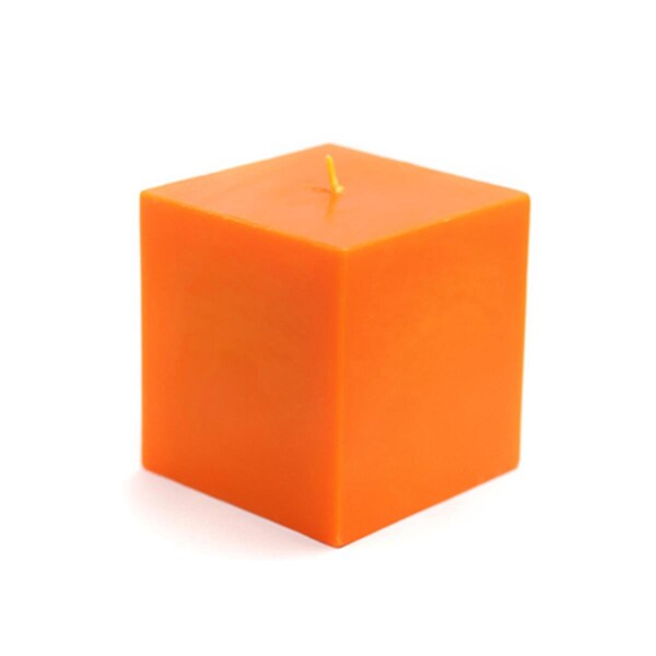 Zest Candle CPZ-128-12 3 x 3 in. Orange Square Pillar Candles, 12PK - CPZ-128_12