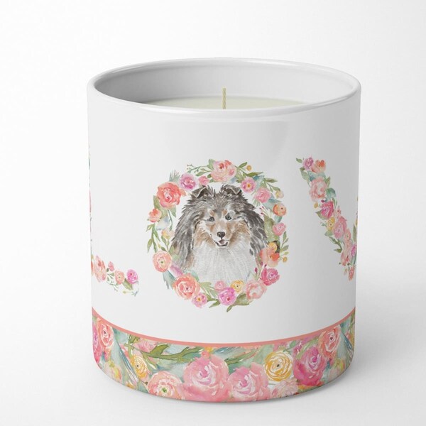 Carolines Treasures 3.75 x 3.25 in. Unisex Sheltie No.6 Love 10 oz Decorative Soy Candle - WDK4489CDL