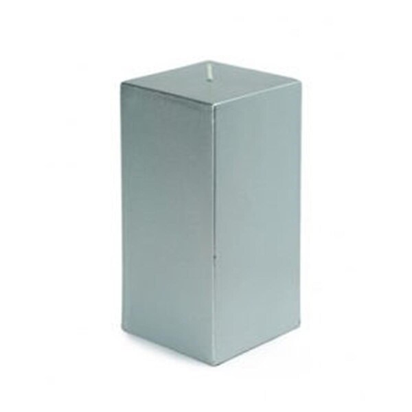 Zest Candle CPZ-149-12 3 x 6 in. Metallic Silver Square Pillar Candle, 12PK - CPZ-149_12