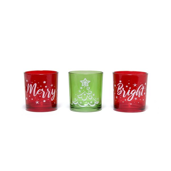 Elegant Designs Merry & Bright Christmas Candle Set of 3 - HG5000-GAR