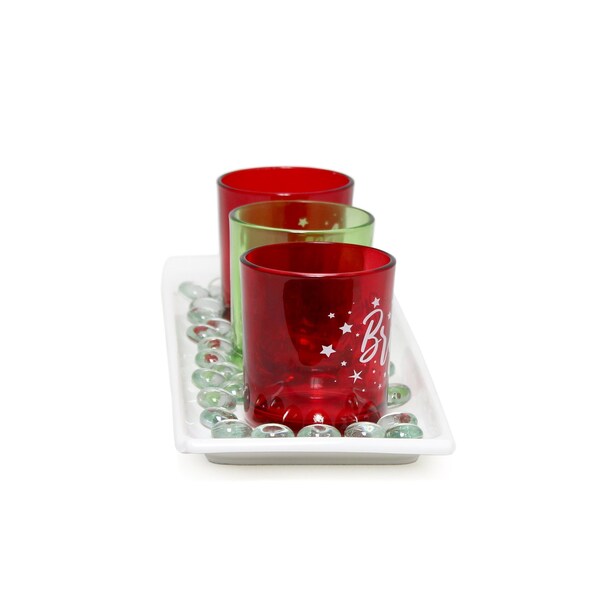 Elegant Designs Merry & Bright Christmas Candle Set of 3 - HG5000-GAR