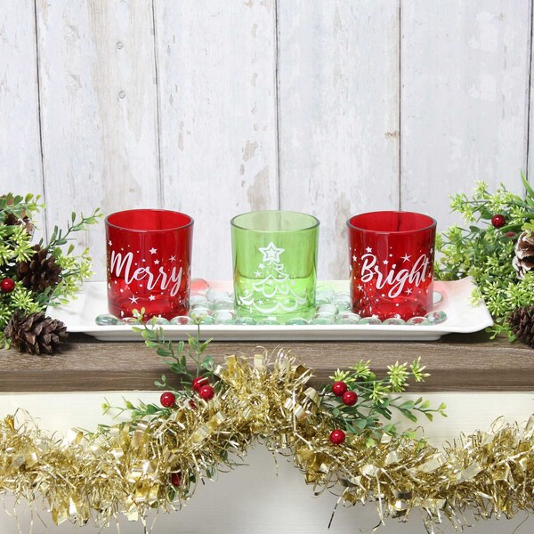 Elegant Designs Merry & Bright Christmas Candle Set of 3 - HG5000-GAR