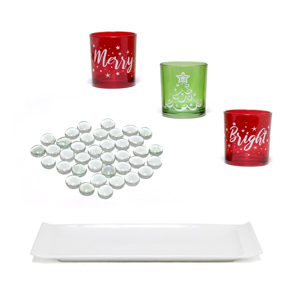 Elegant Designs Merry & Bright Christmas Candle Set of 3 - HG5000-GAR