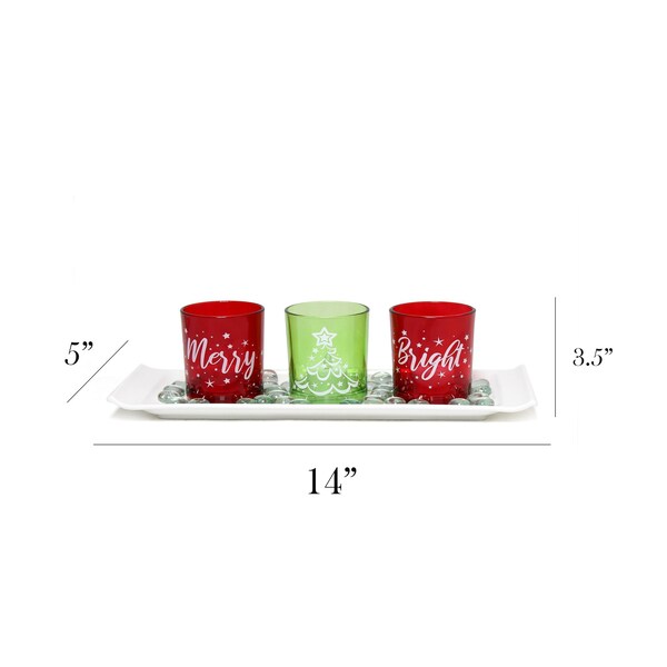 Elegant Designs Merry & Bright Christmas Candle Set of 3 - HG5000-GAR