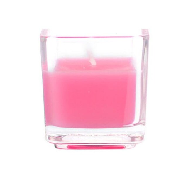 Zest Candle Zest Candle CVZ-035 Hot Pink Square Glass Votive Candles -12pc-Box - CVZ-035