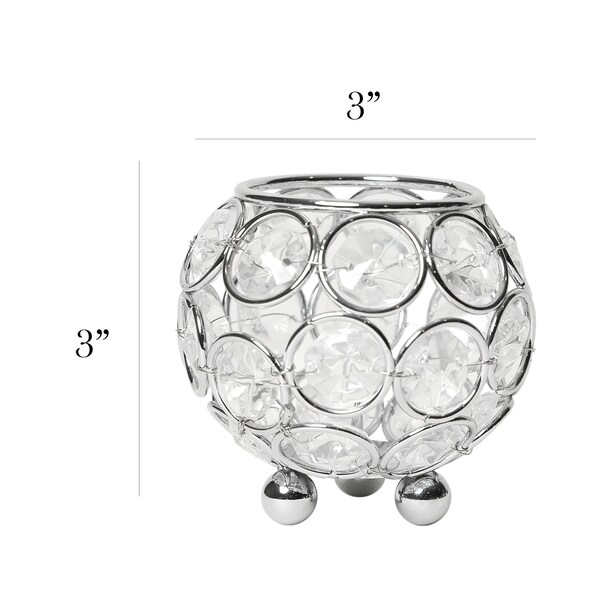 Elegant Designs Elipse Crystal and Chrome 3 Inch Circular Candle Holder - HG1004-CHR