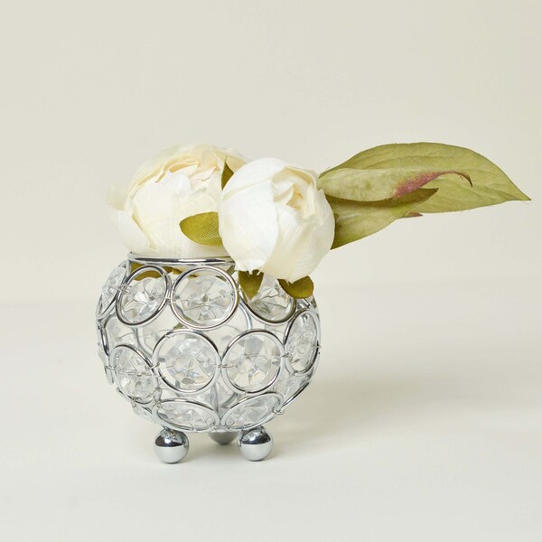 Elegant Designs Elipse Crystal and Chrome 3 Inch Circular Candle Holder - HG1004-CHR