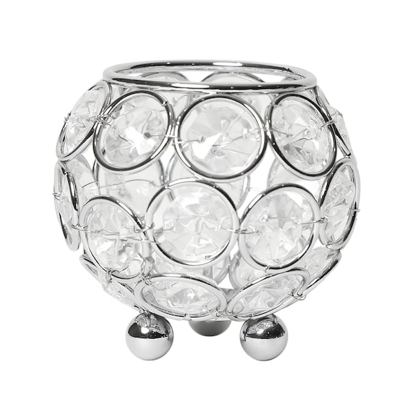Elegant Designs Elipse Crystal and Chrome 3 Inch Circular Candle Holder - HG1004-CHR