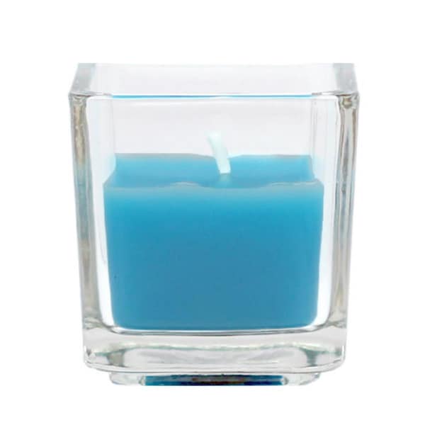 Zest Candle Turquoise Square Glass Votive Candles, 12PK - CVZ-038