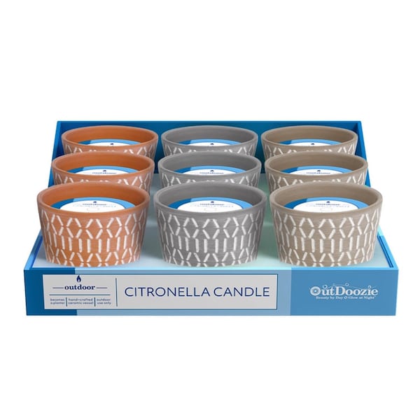 Outdoozue Outdoozie Assorted Ceramic 4 in. H Zander Dash Citronella Candle - CC00305N-4XQ