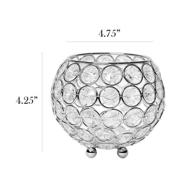 Elegant Designs Elipse Crystal and Chrome 4.25 Inch Circular Candle Holder - HG1006-CHR