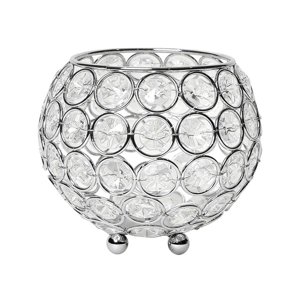 Elegant Designs Elipse Crystal and Chrome 4.25 Inch Circular Candle Holder - HG1006-CHR