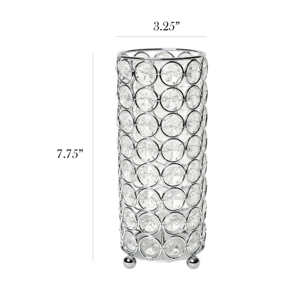 Elegant Designs Elipse Crystal and Chrome 7.75 Inch Candle Holder - HG1003-CHR