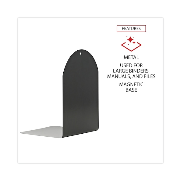Universal Bookends, Magnetic, 6x5x7, Metal, Blk, PK2 - UNV54071