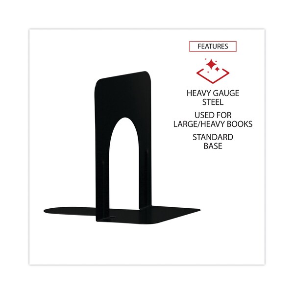Universal Economy Bookends, Standard, 4.75 x 5.25 x 5, Heavy Gauge Steel, Black, Pair - UNV54051
