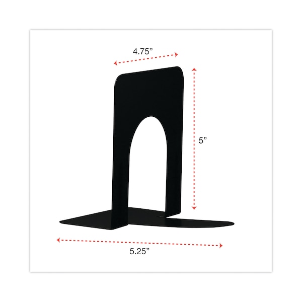 Universal Economy Bookends, Standard, 4.75 x 5.25 x 5, Heavy Gauge Steel, Black, Pair - UNV54051