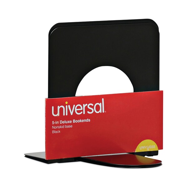 Universal Bookend, Nonskid, 4-3/4x5-1/4x5", Black, PK2 - UNV54055