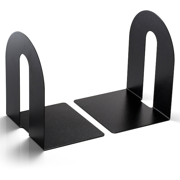 Officemate Heavy Duty Bookends, Nonskid, 8 x 8 x 10, Steel, Black, PR - 93142