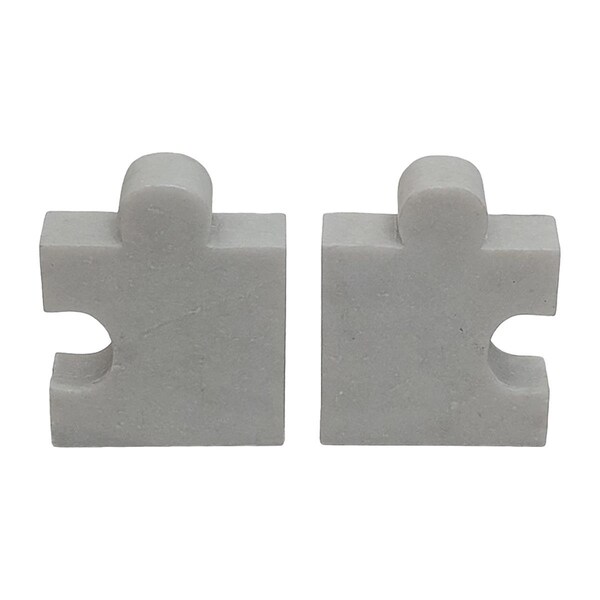 Sagebrook Home 5 in. Marble Puzzle Piece Bookends, White - Set of 2 - 18872