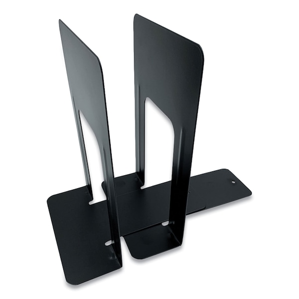 Huron Steel Bookends, Contemporary Style, Nonskid, 6 x 8 x 9.25, Black, Pair - HASZ0039