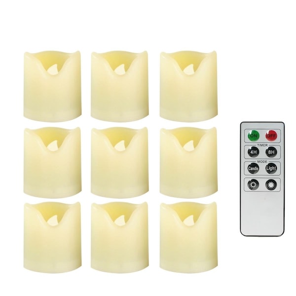 Ecogecko Indoor & Outdoor Flameless Warm Glow Votive Candles - Set of 9 - 87020-09