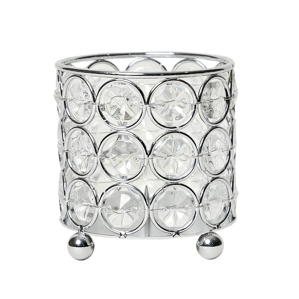 Elegant Designs Elipse Crystal and Chrome 3.25 Inch Candle Holder - HG1000-CHR