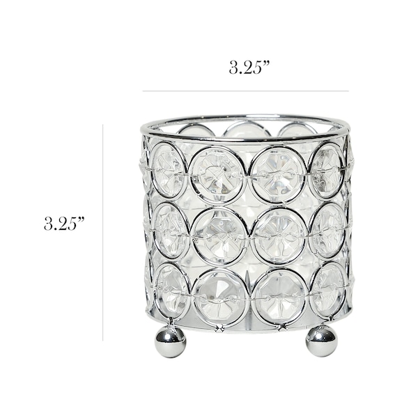 Elegant Designs Elipse Crystal and Chrome 3.25 Inch Candle Holder - HG1000-CHR