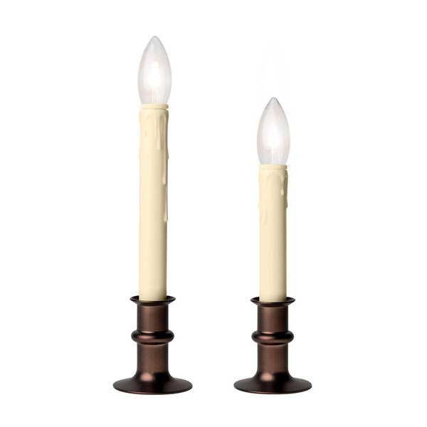 Celestial Lights Celestial Lights Antique Bronze no scent Scent LED Battery Operated Taper Window Candle - P-1524-AI