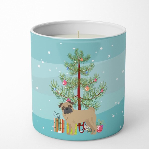 Carolines Treasures 3.75 x 3.25 in. Unisex Pug Christmas Tree 10 oz Decorative Soy Candle - CK3481CDL